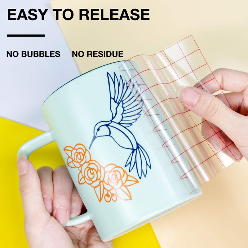 HTVRONT Transfer Tape for Vinyl- 5.5" x 50 FT w/Red Alignment Grid for Adhesive Vinyl, Silhouette Cameo Transfer Paper for Vinyl for Decals,Signs, Windows, Stickers - Image 5